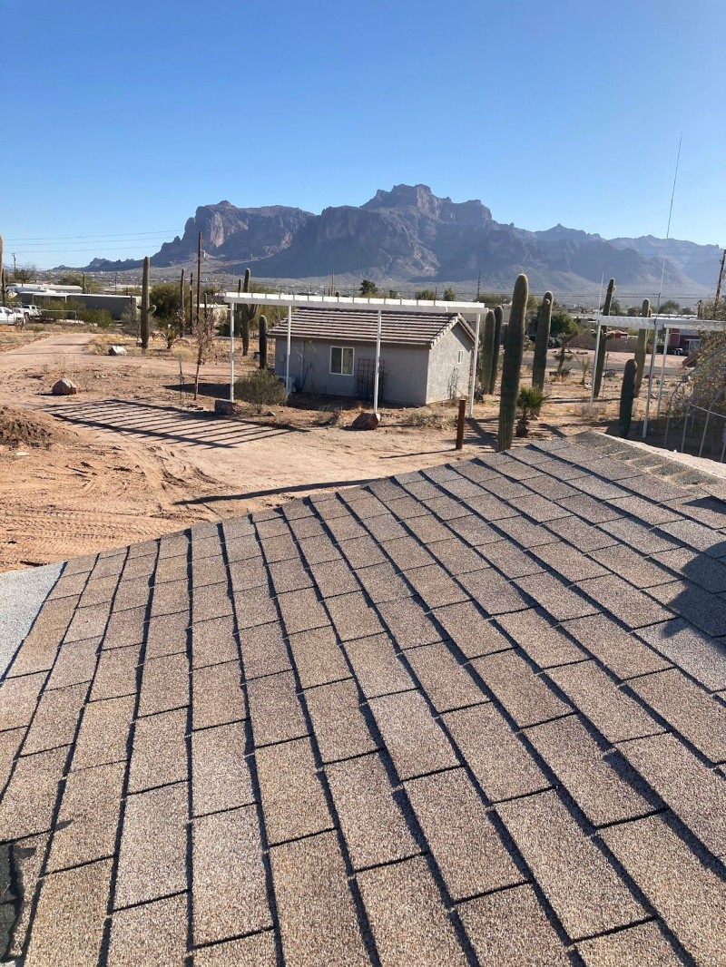 Asphalt shingle roof on a Phoenix-area home exposed to intense desert sun and extreme heat.